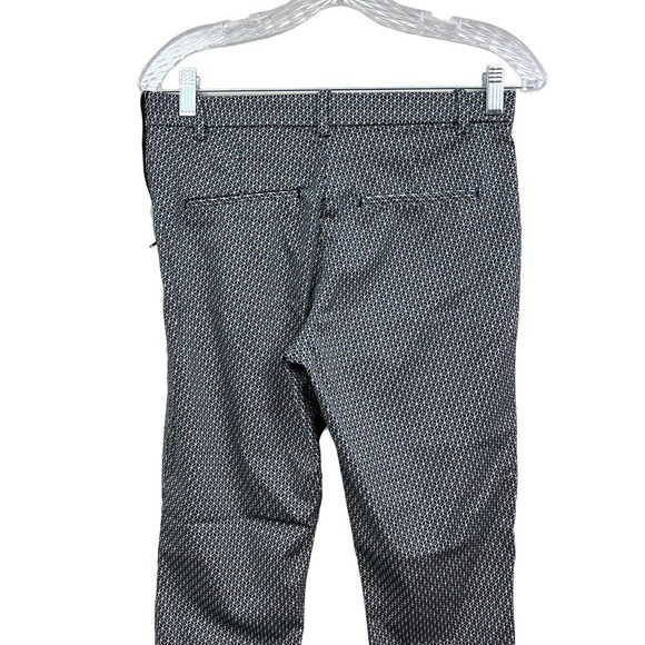 H&M Cropped Slim Pants Mid Rise Stretch Side Zip Blue Pattern Print Women 6 - Picture 7 of 7